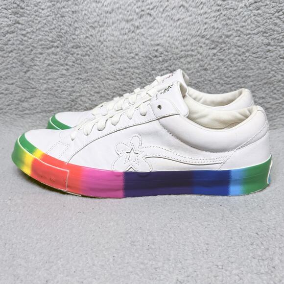 Converse Golf Le Fleur One Star Ox Mens Size 13 Sneakers White Rainbow Leather - Picture 4 of 10
